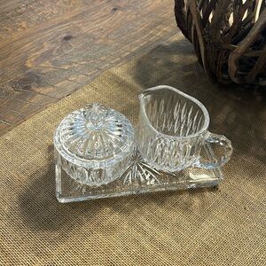 Princess House Royal Highlights Lead Crystal Sugar and Creamer with Tray Set